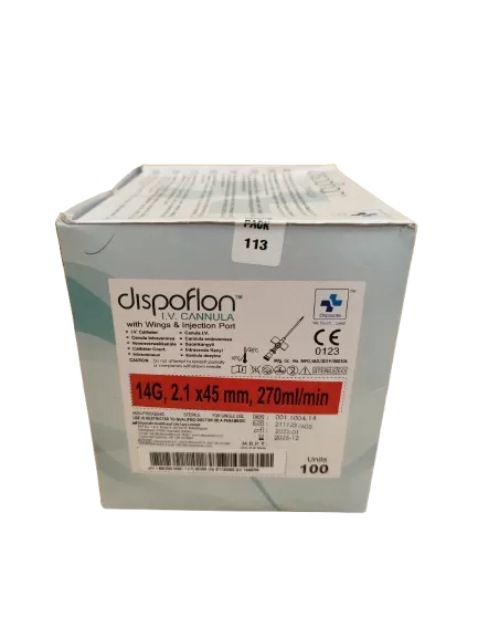 Intravénás kanül Dispoflon 14G 2,1 mm x 45 mm (narancssárga) (100 db/doboz)