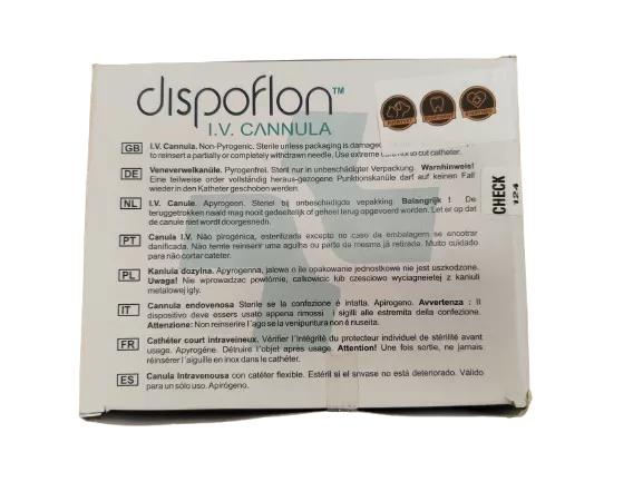 Intravénás kanül Dispoflon 16G 1,8 mm x 45 mm (szürke) (100 db/doboz)
