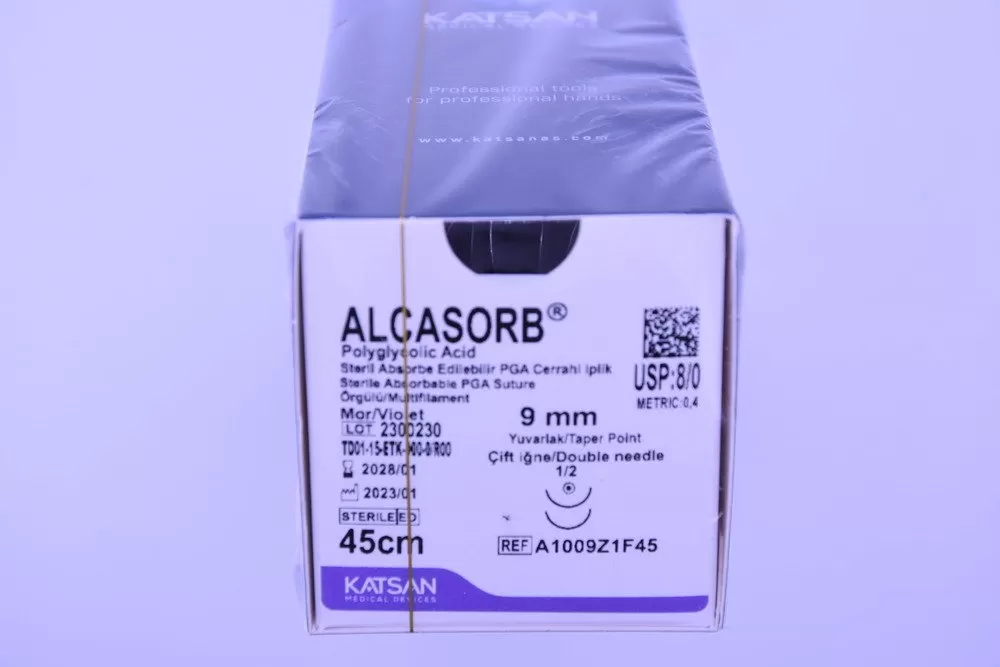 Alcasorb 8/0 45cm 1/2 9mmx2 körtű