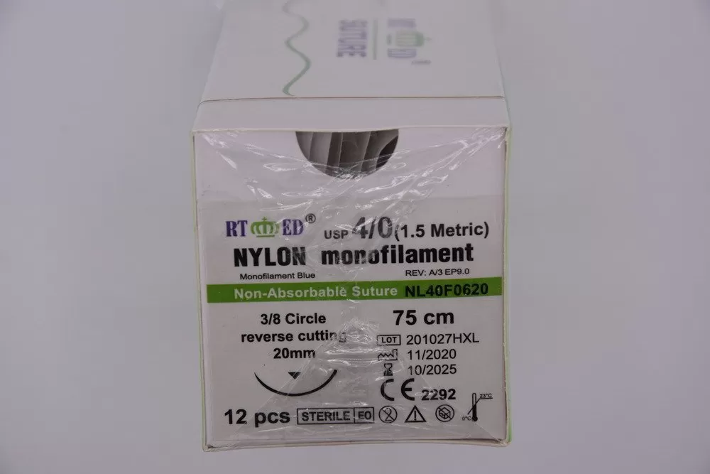 Nylon 4/0 75cm 3/8 20mm fordított vágótű