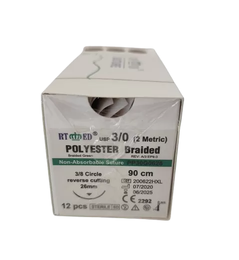 Polyester 3/0 90cm 3/8 26mm fordított vágótű
