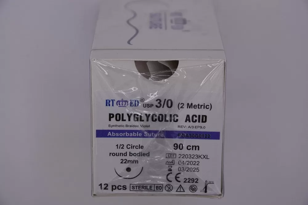 Polyglycolic Acid 3/0 90cm 1/2 22mm körtű