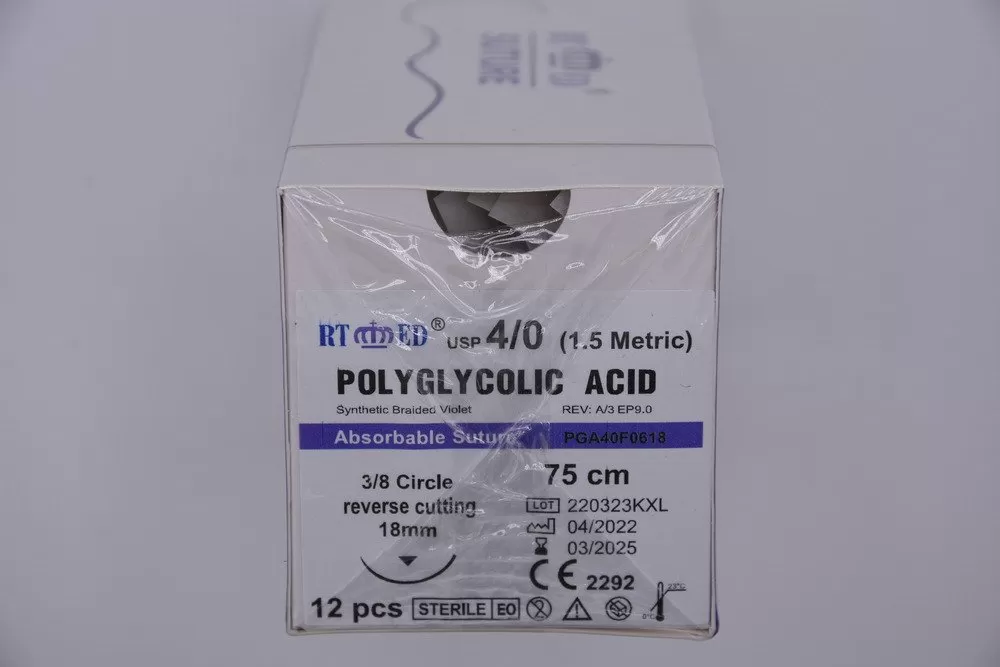 Polyglycolic Acid 4/0 75cm 3/8 18mm fordított vágótű