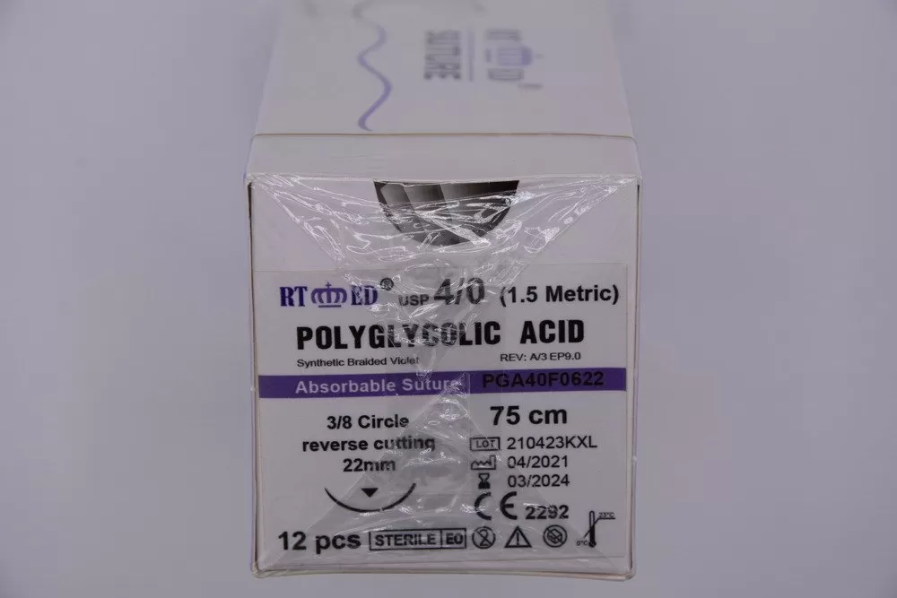 Polyglycolic Acid 4/0 75cm 3/8 22mm fordított vágótű