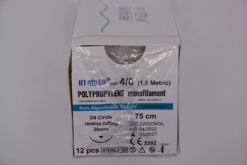 Polypropylene 4/0 75cm 3/8 20mm fordított vágótű