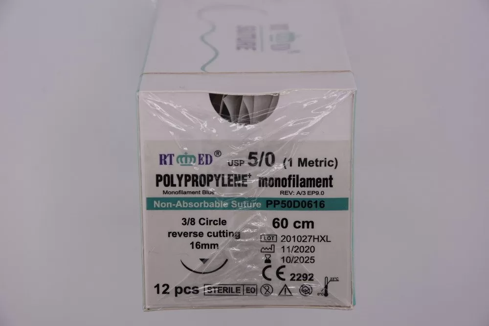 Polypropylene 5/0 60cm 3/8 16mm fordított vágótű