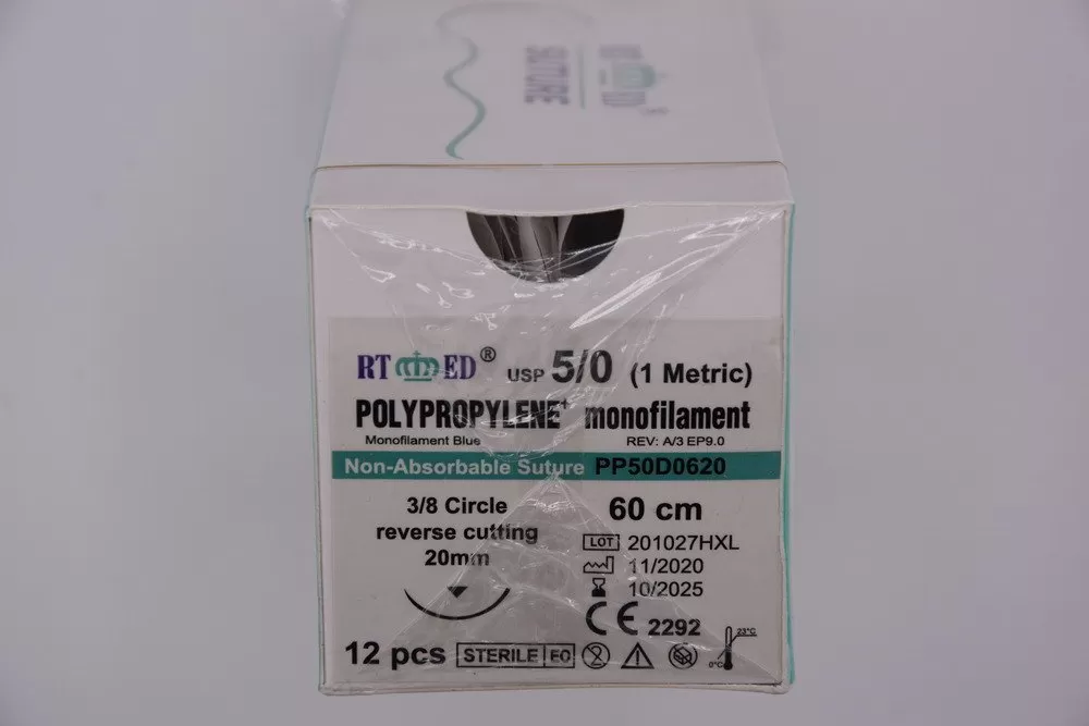 Polypropylene 5/0 60cm 3/8 20mm fordított vágótű