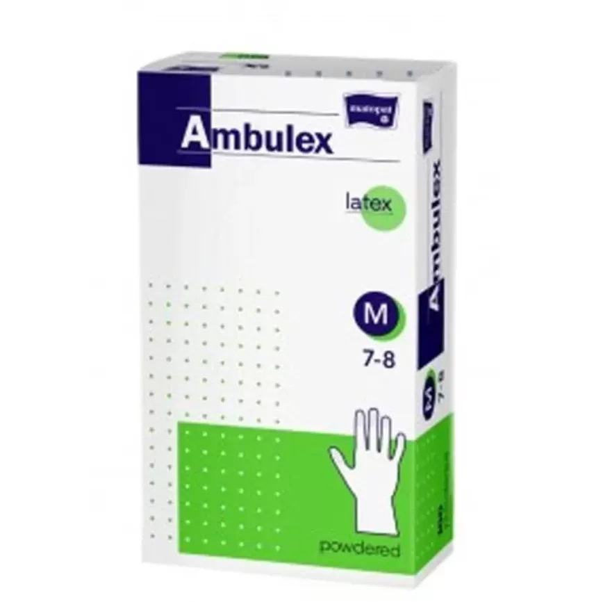 Ambulex latex púderes kesztyű M (100 db/csomag, 10 csomag/karton)