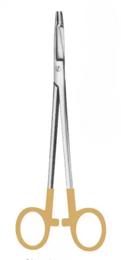 TC Olsen Hegar aranyozott tűfogó, betétes, vágóéllel 17 cm