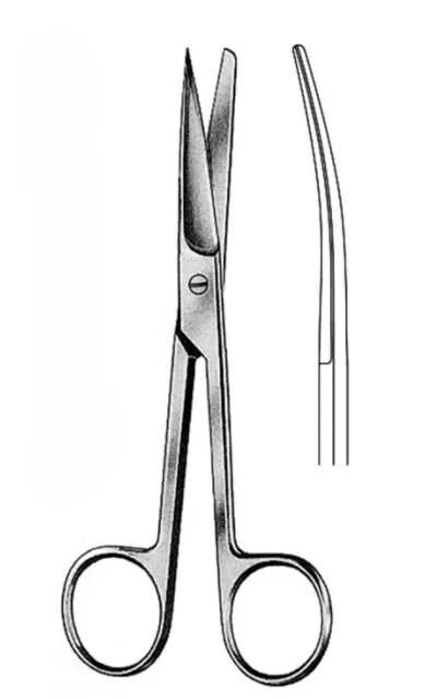 Standard sebészeti olló hegyes/tompa, hajlított 18 cm