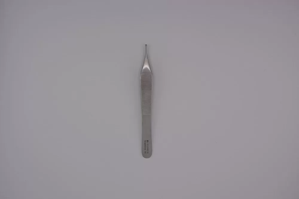 Micro Adson csipesz, 1x2 fogú, egyenes 12 cm, csúcs 1,3 mm