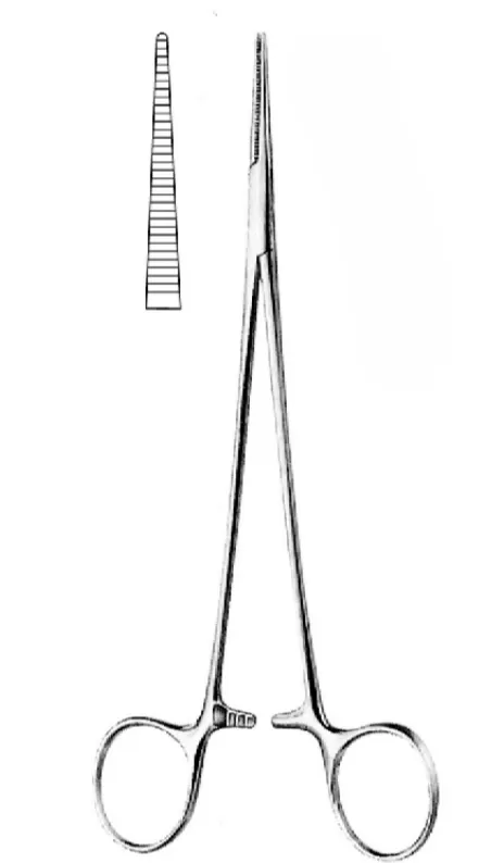 Halsted mosquito fogó, egyenes 21 cm