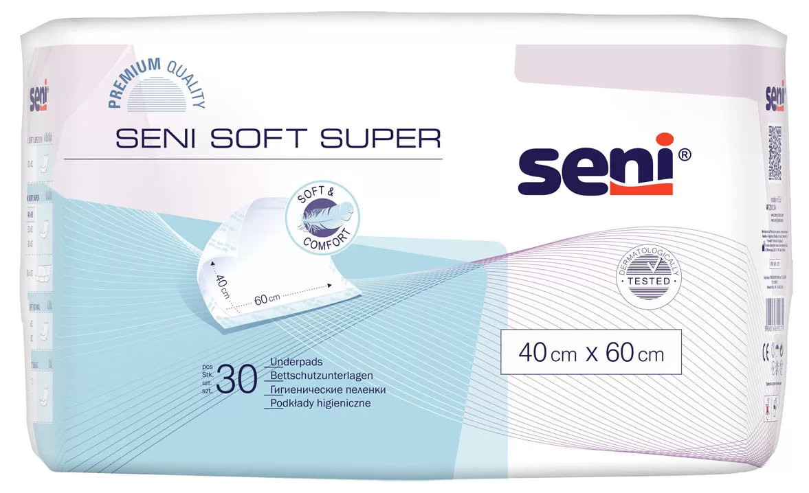 Seni soft super betegalátét 40 cm x 60 cm (30 db/csomag, 4 csomag/karton)