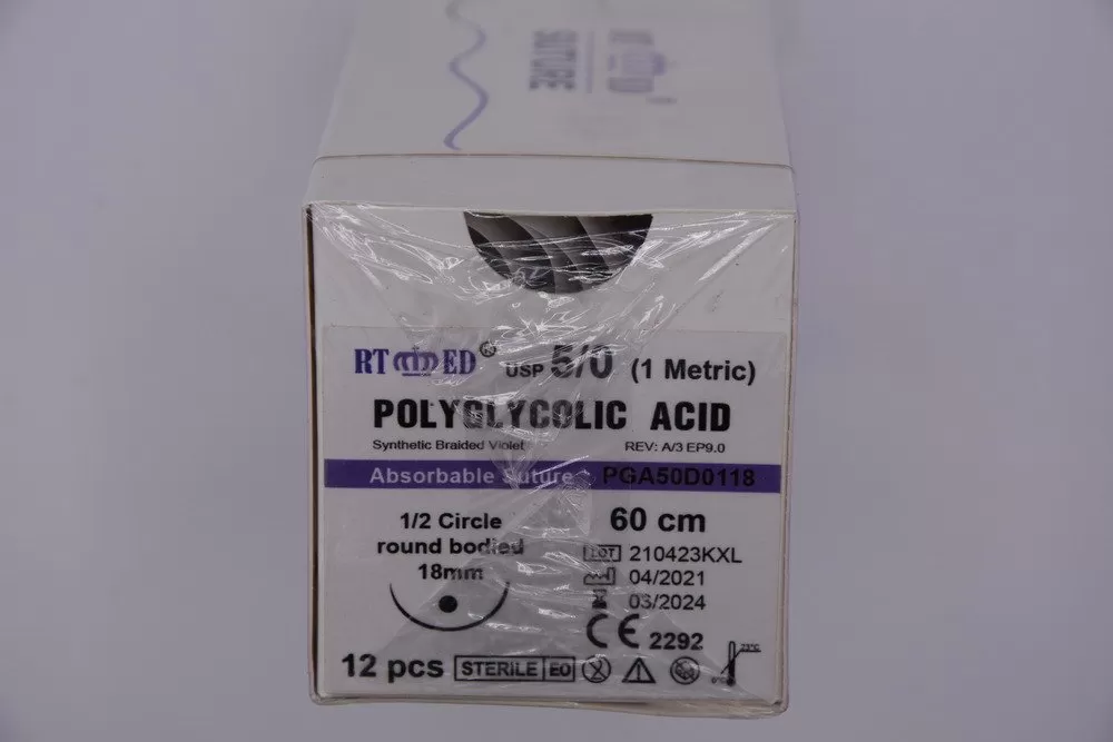 Polyglycolic Acid 5/0 60cm 1/2 18mm körtű