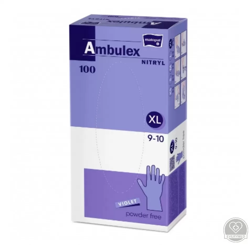 Ambulex nitril púdermentes kesztyű, lila XL (100 db/csomag, 10 csomag/karton)
