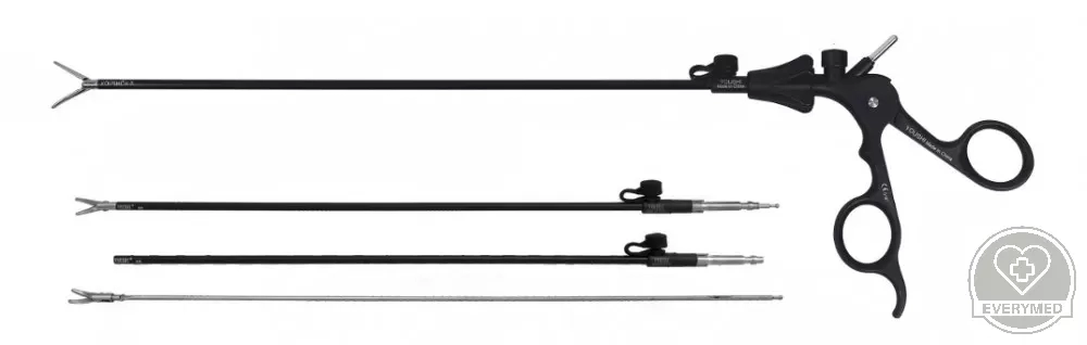 Laparoszkópos Triporate fogó, 19 mm pofa, 5 mm x 330 mm, Teljes szett