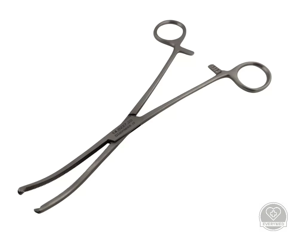 Kocher Achner fogó, 1x2 fogú, hajlított 20 cm