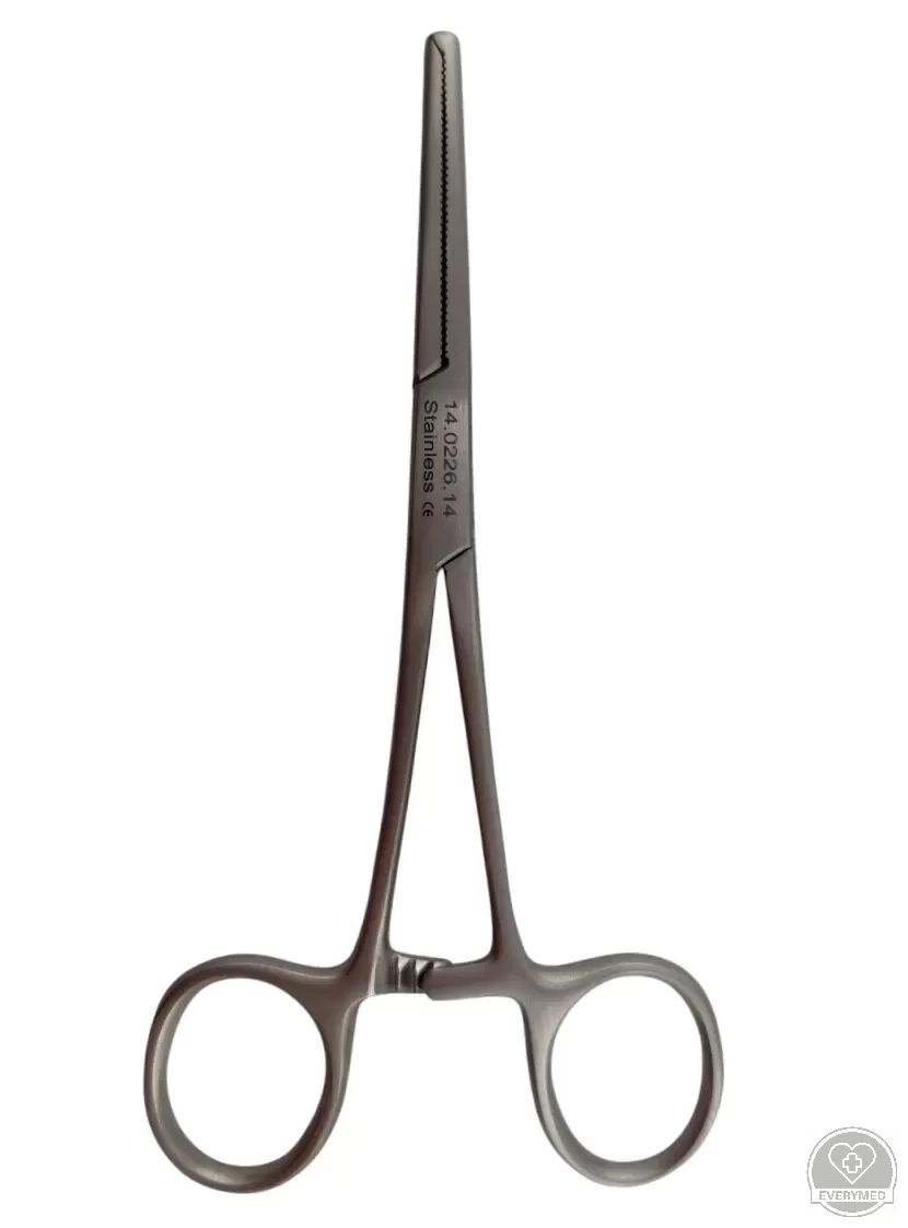 Kocher fogó, 1x2 fogú, egyenes 14,5 cm