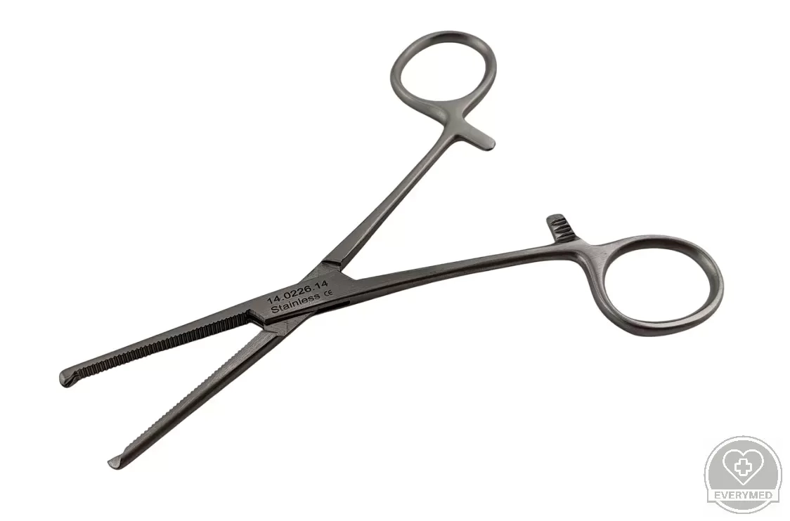 Kocher fogó, 1x2 fogú, egyenes 14,5 cm