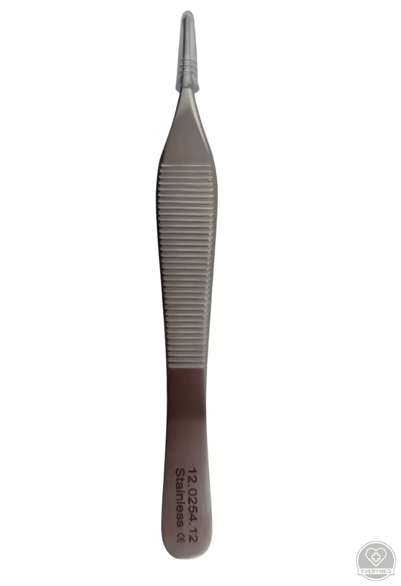 Micro Adson csipesz, 1x2 fogú, egyenes 12 cm, csúcs 1,0 mm