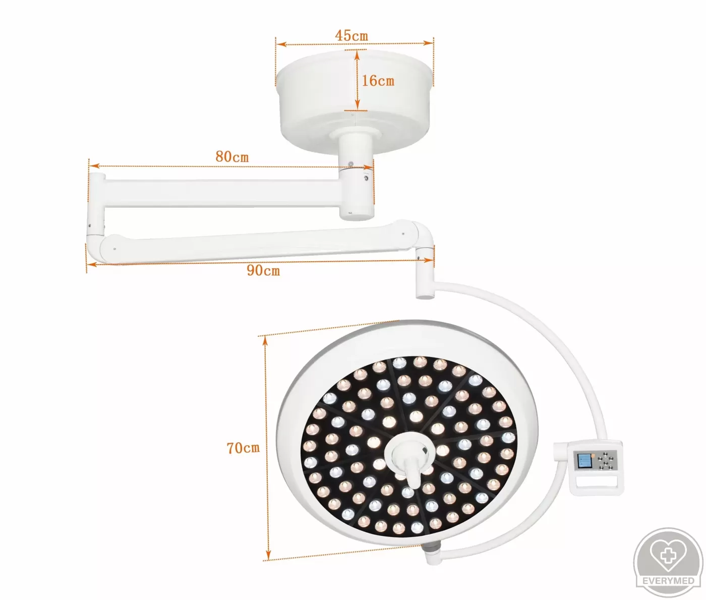 Árnyékmentes műtéti LED lámpa (classic style mounting)