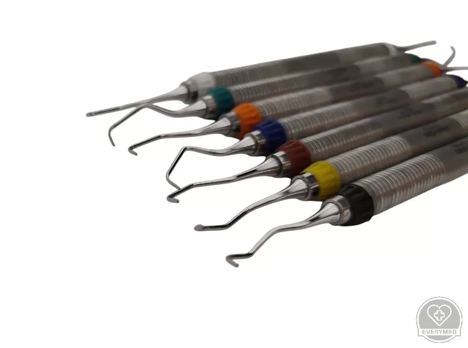 Gracey küret készlet, 7 darabos üreges nyelű