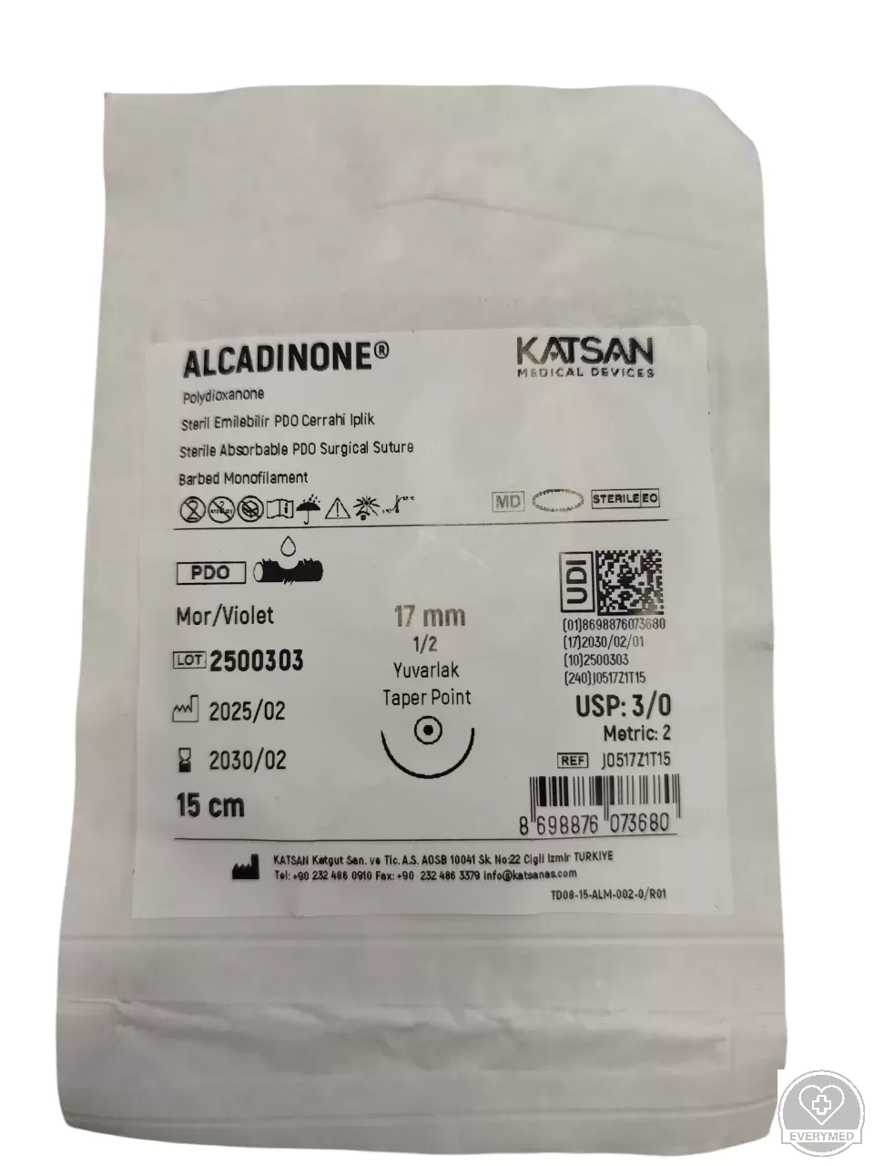 Alcadinone önzáró fonal 3/0 15 cm 1/2 17 mm körtű