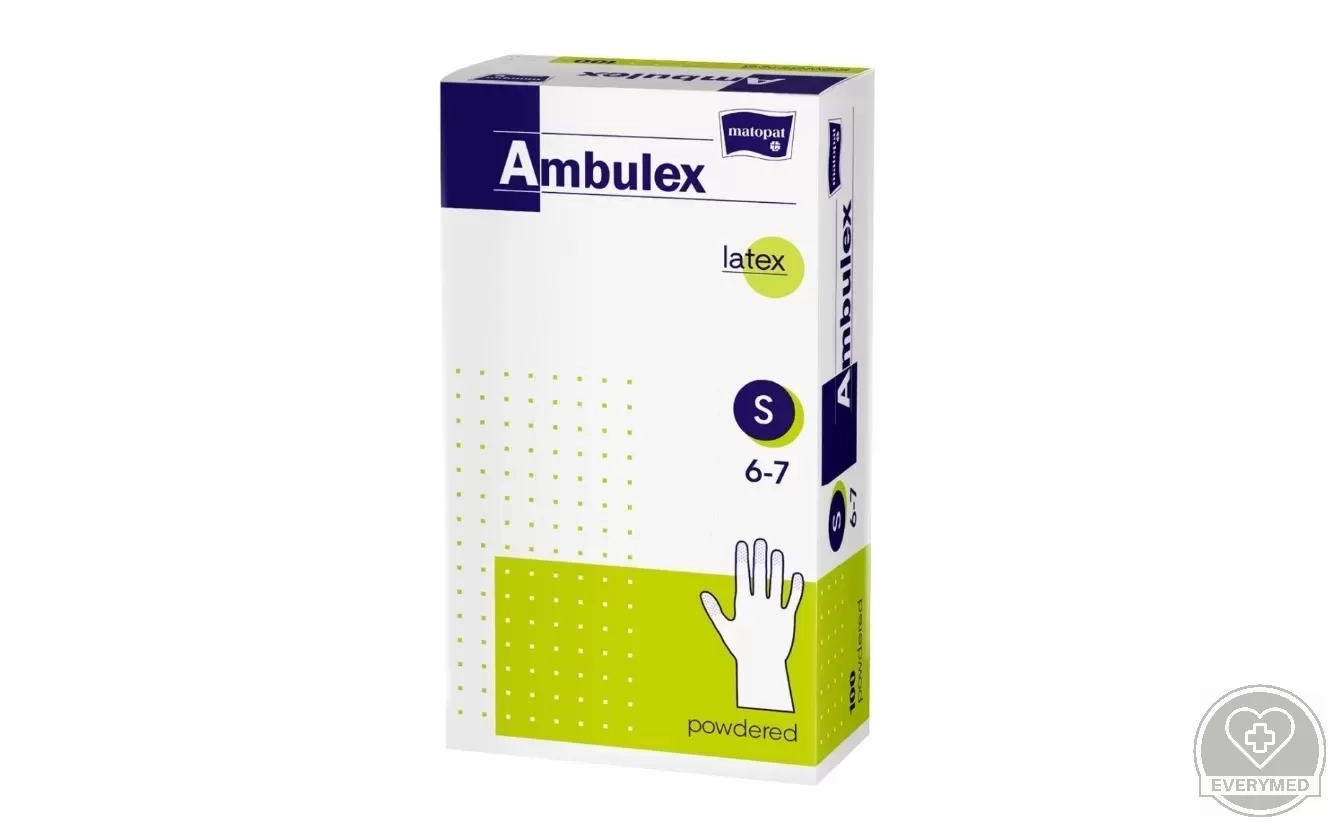 Ambulex latex púdermentes vizsgáló kesztyű S (100 db/csomag, 10 csomag/karton)