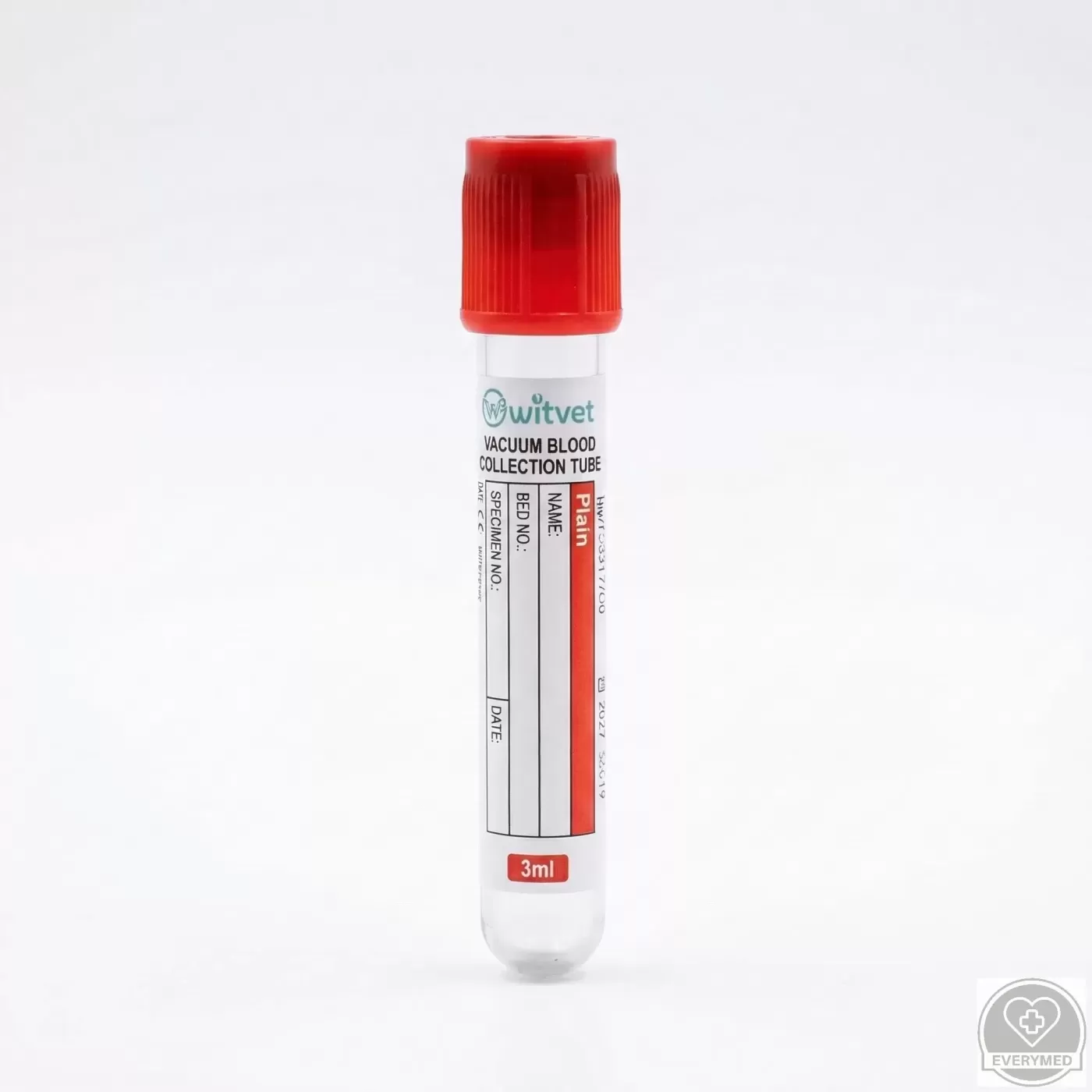 Adalékmentes, vákuumozott vérvételi cső (piros)