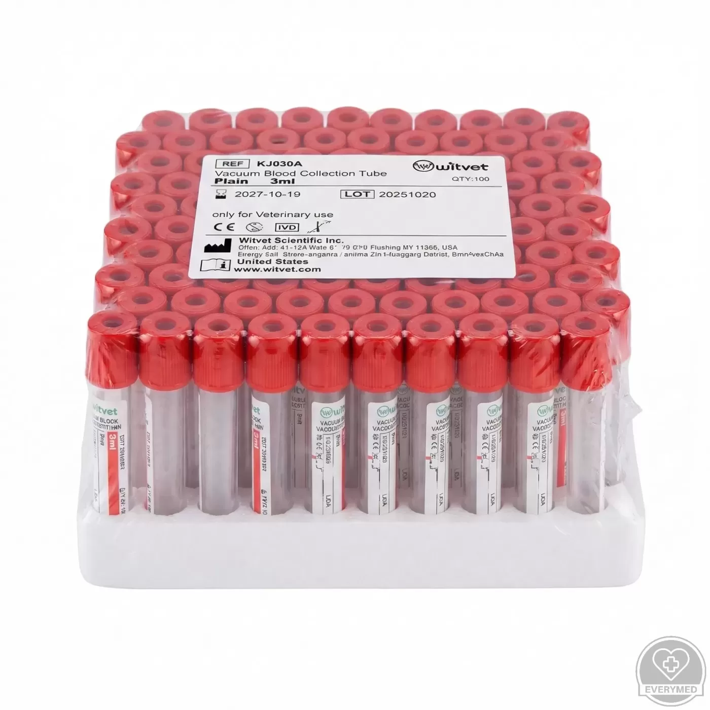 Adalékmentes, vákuumozott vérvételi cső (piros)