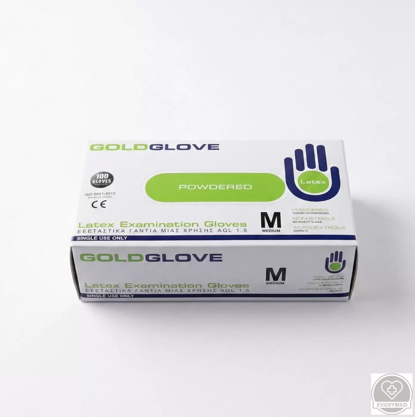 GoldGlove latex púderes vizsgáló kesztyű, fehér, M (100 db/csomag, 10 csomag/karton)