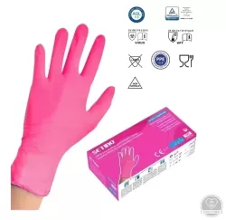 Setino nitril vizsgáló púdermentes kesztyű pink, méret: L (100 db/doboz, 10 doboz/karton)