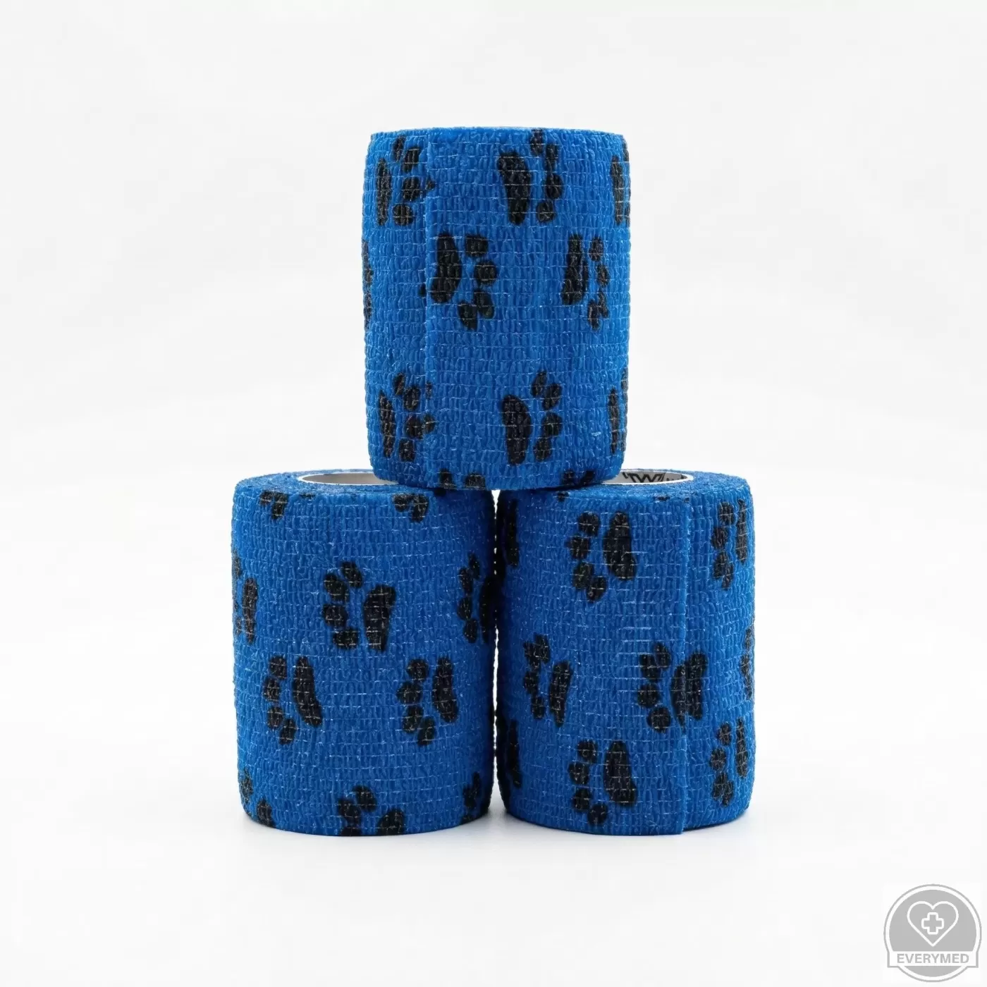 Öntapadós rugalmas kötszer, kék mancs mintás, 5 cm x 4,5 m, 12 db