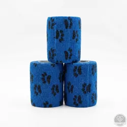 Öntapadós rugalmas kötszer, kék mancs mintás, 5 cm x 4,5 m, 12 db