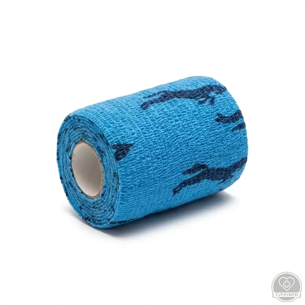 Öntapadós rugalmas kötszer, kék ló mintás, 10 cm x 4,5 m, 12 db