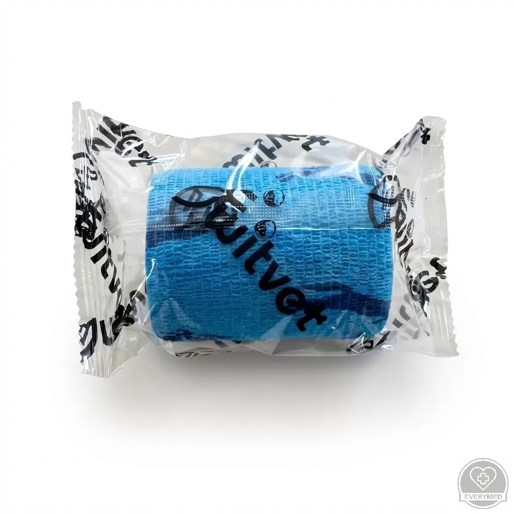 Öntapadós rugalmas kötszer, kék ló mintás, 10 cm x 4,5 m, 12 db