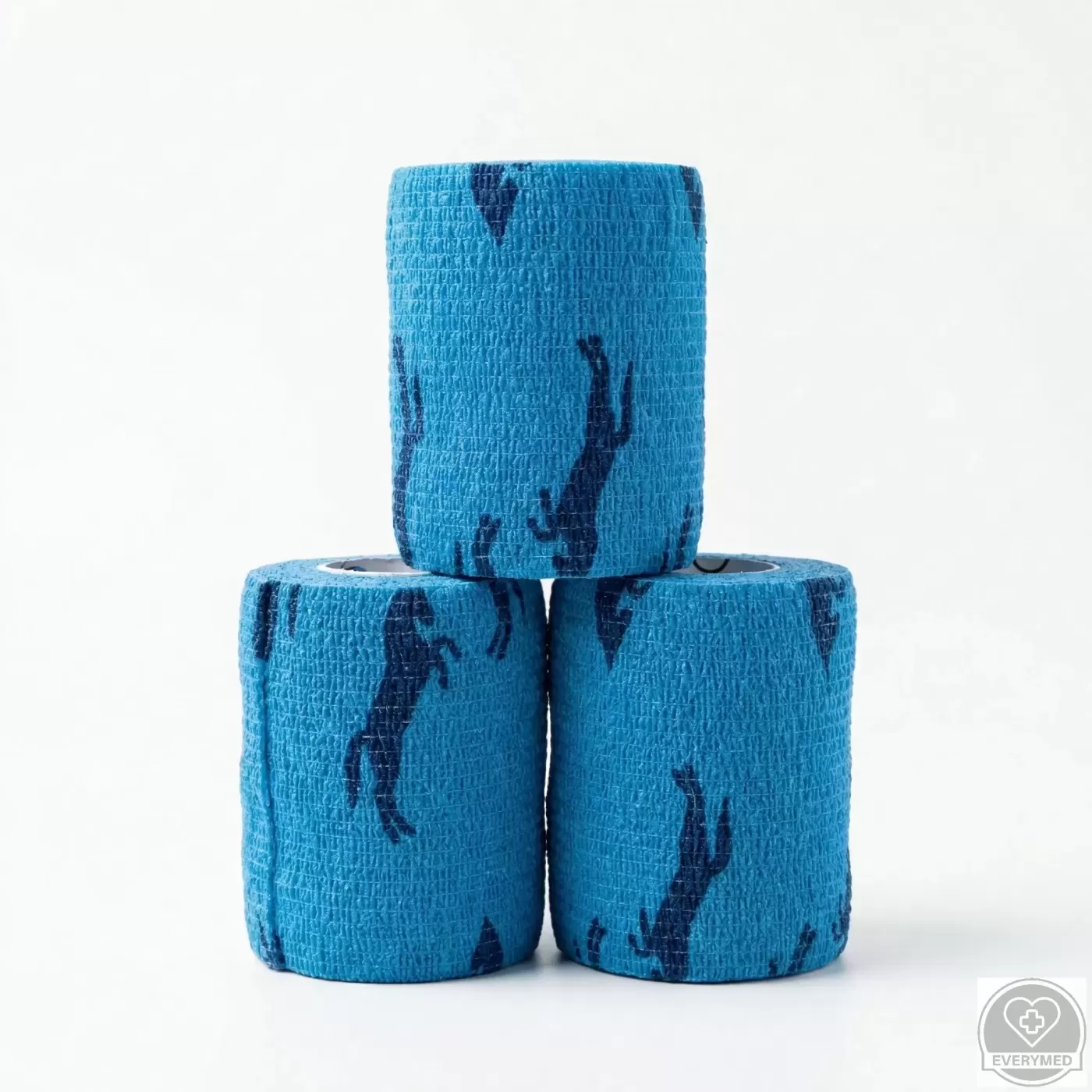 Öntapadós rugalmas kötszer, kék ló mintás, 5 cm x 4,5 m, 12 db