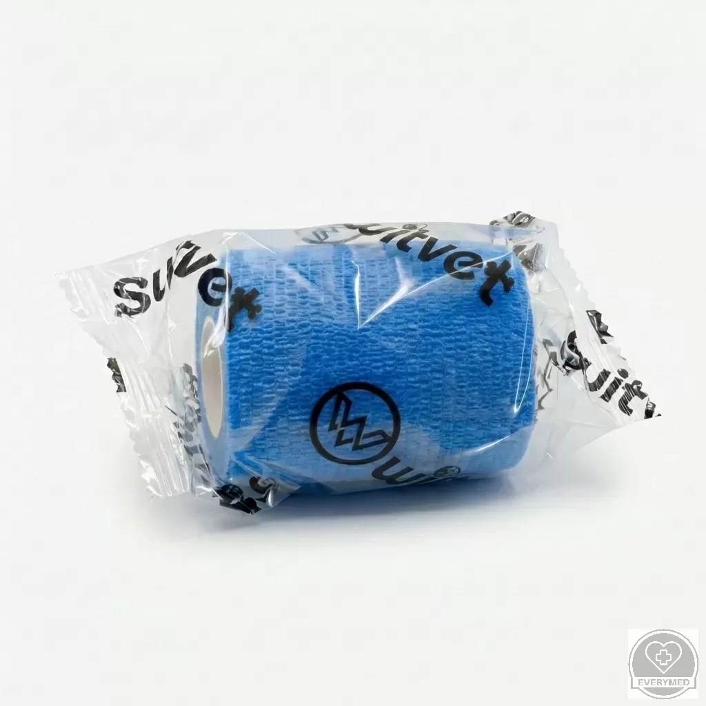 Öntapadós rugalmas kötszer, világoskék, 10 cm x 4,5 m, 12 db