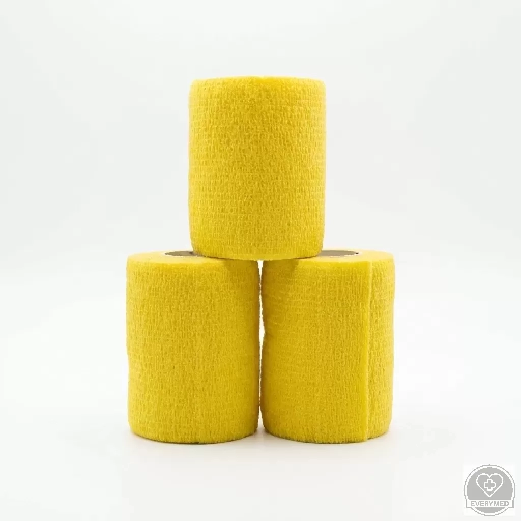 Öntapadós rugalmas kötszer, sárga, 10 cm x 4,5 m, 12 db