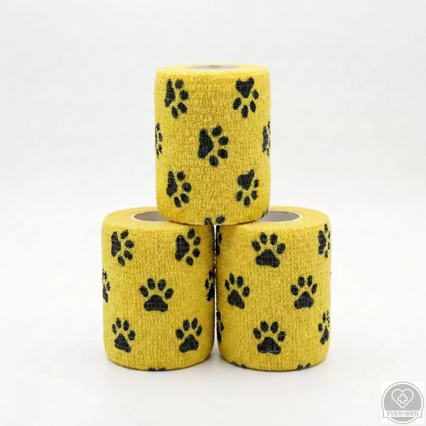 Öntapadós rugalmas kötszer, sárga mancs mintás, 7,5 cm x 4,5 m, 12 db