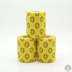 Öntapadós rugalmas kötszer, sárga smiley mintás, 10 cm x 4,5 m, 12 db