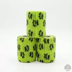 Öntapadós rugalmas kötszer, világoszöld mancs mintás, 7,5 cm x 4,5 m, 12 db