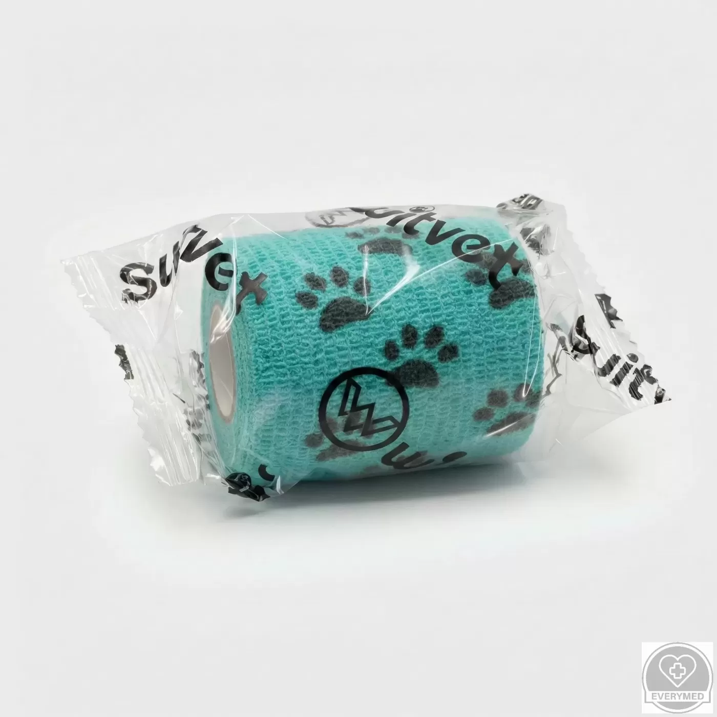 Öntapadós rugalmas kötszer, zöld mancs mintás, 10 cm x 4,5 m, 12 db