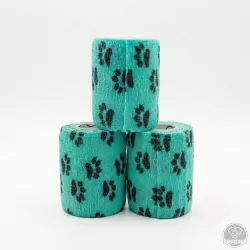 Öntapadós rugalmas kötszer, zöld mancs mintás, 5 cm x 4,5 m, 12 db