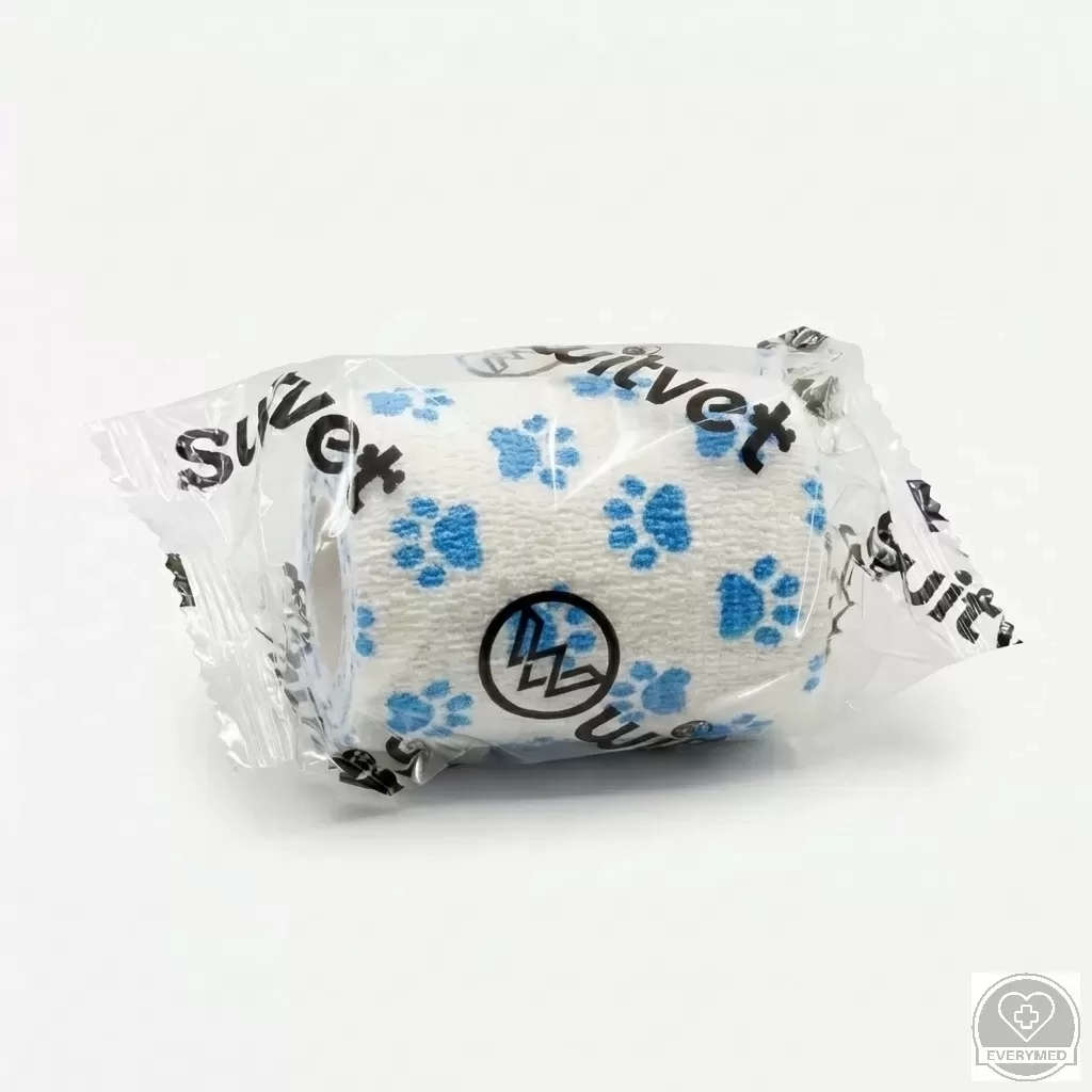 Öntapadós rugalmas kötszer, fehér mancs mintás, 10 cm x 4,5 m, 12 db