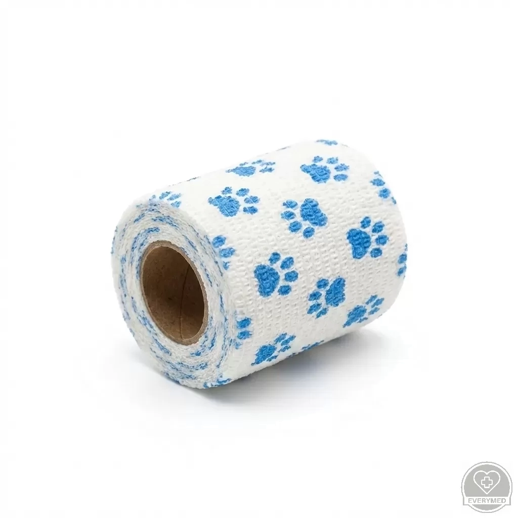 Öntapadós rugalmas kötszer, fehér mancs mintás, 10 cm x 4,5 m, 12 db