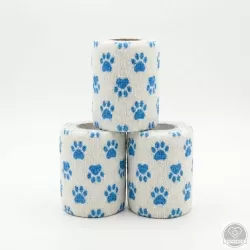 Öntapadós rugalmas kötszer, fehér mancs mintás, 10 cm x 4,5 m, 12 db