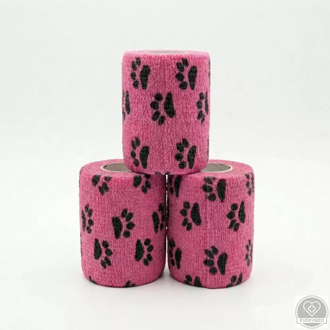 Öntapadós rugalmas kötszer, rózsaszín mancs mintás, 5 cm x 4,5 m, 12 db