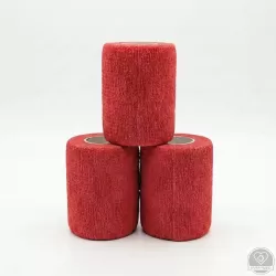 Öntapadós rugalmas kötszer, piros, 5 cm x 4,5 m, 12 db